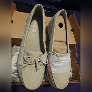 Sketchers On The Go Air Cooled Slip On Shoes Wide Fit Size 11 Taupe Sparkle NIB